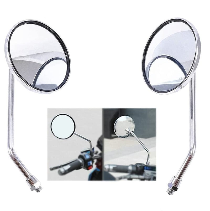 Earlyred Rear View Mirror 10mm Motorcycle Scooter Round Moped Mirrors for Honda Honda CB 350 450 500 550 600 650 900 750 Suzuki Kawasaki/Universal M10 Chrome Motorcycle Rearview Side Mirrors for Handlebars - Image 5
